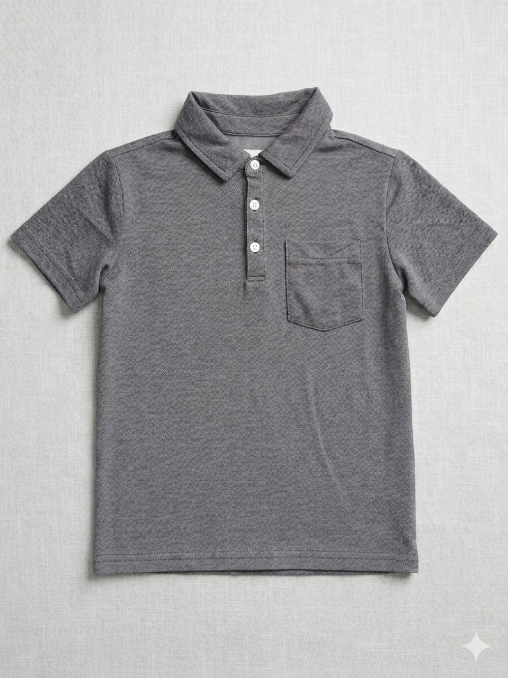 deux par deux Charcoal Gray Short Sleeve Polo with Pocket